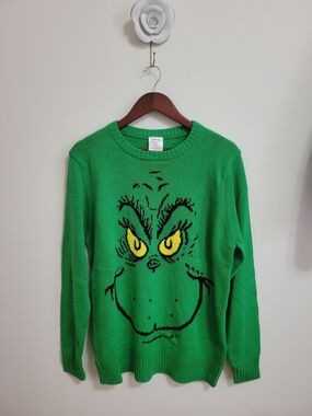 Hybrid Apparel Bright Green Grinch Graphic Crewneck Sweater